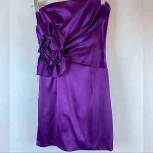 Jessica McClintock - Gunne Sax Purple Mini Dress, Boning & Ruched Flower, Sz 11